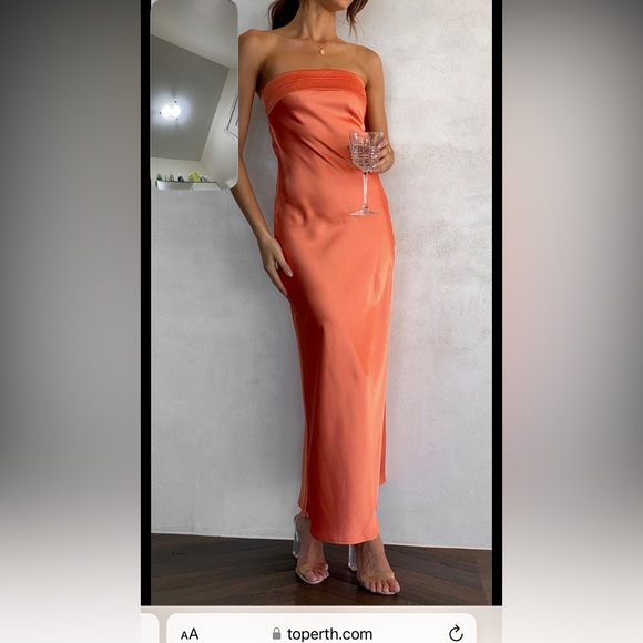 Strapless orange maxi dress - Picture 1 of 5
